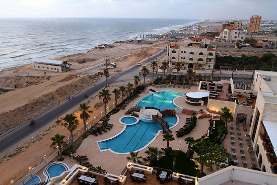 nico 5 estrelas da faixa de Gaza, hotel recebe apenas jornalistas e funcionrios internacionais