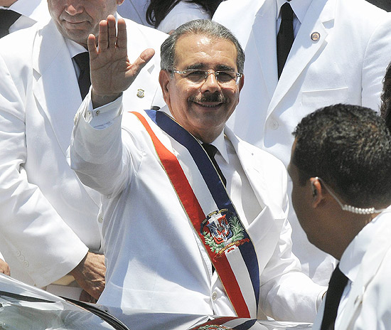 O novo presidente da Repblica Dominicana, o economista Danilo Medina, durante cerimnia de posse