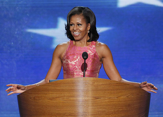 A primeira-dama americana, Michelle Obama, durante discurso na Conveno Democrata