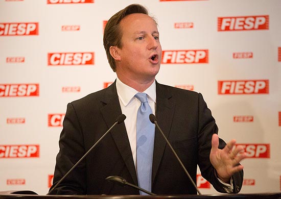 Primeiro-ministro britânico David Cameron discursa na Fiesp, nesta quinta; premiê caminhou na Paulista