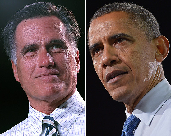 Os candidatos  presidncia dos EUA, Mitt Romney e Barack Obama