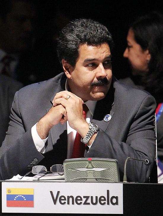 O vice venezuelano, Nicols Maduro, durante cpula da Celas, em Santiago (Chile)