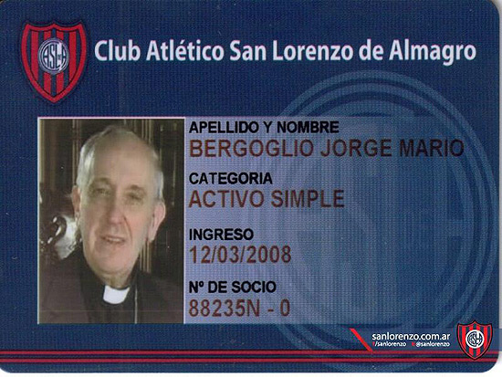 Carteirinha de associado de Jorge Mario Bergoglio no San Lorenzo