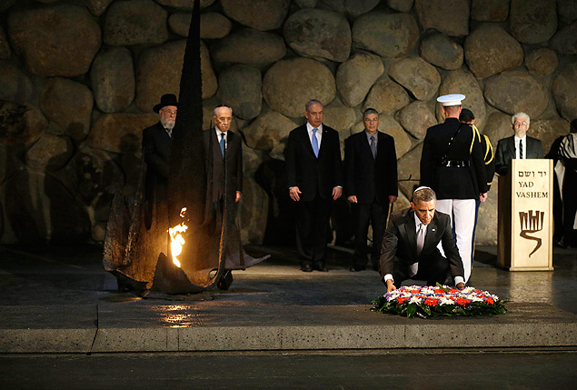 Obama presta homenagem a vtimas do Holocausto em Jerusalm, na presena de Shimon Peres e Binyamin Netanyahu