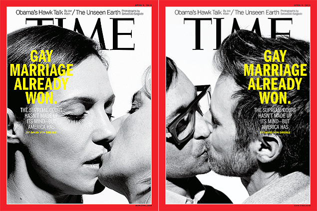 Capas da edio americana da revista "Time" sobre o casamento gay