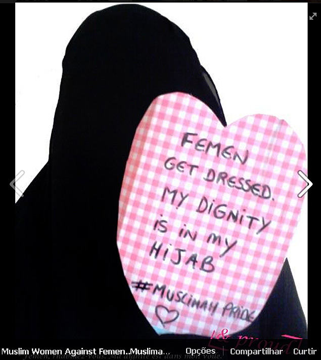 'Femen, vista-se; minha dignidade está no véu', diz texto