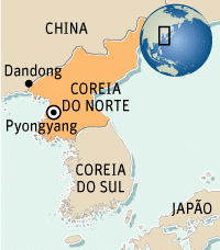 MAPA Coreia do Norte, China