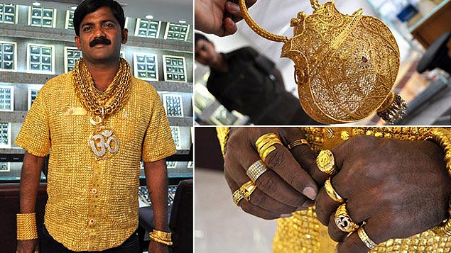 Indiano compra camisa de ouro de R$ 491 mil; vestimenta pesa mais de 3 quilos e exige que dono saia com vários seguranças
