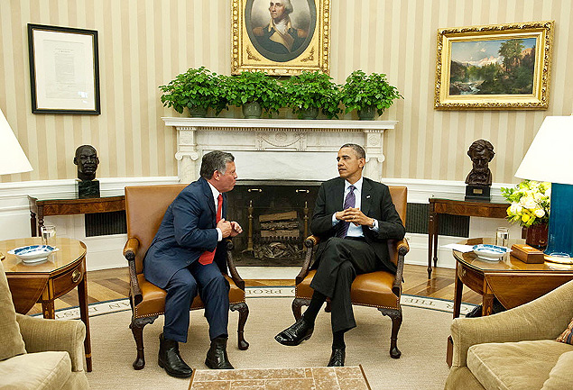 O presidente dos EUA, Barack Obama, se encontra com o rei Abdullah 2, da Jordnia, na Casa Branca
