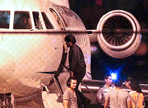 Bolivia's President Evo Morales boards the presidential plane at Fortaleza airport on July 3 