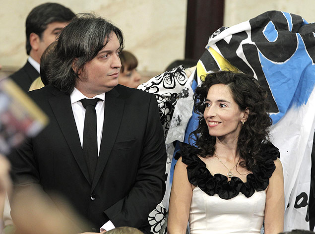 Filho da presidente argentina, Cristina Fernndez Kirchner, Mximo Kirchner, e sua mulher, Roco Garca