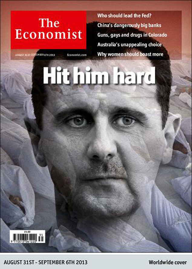 Ditador srio aparece em foto preto e branco na capa da "The Economist"; revista diz para 'bater forte nele