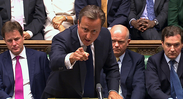 David Cameron, em sesso no Parlamento; primeiro-ministro britnico defende interveno na Sria mesmo com veto na ONU