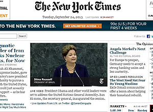 Dilma na home do jornal 'The New York Times