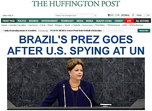 Dilma na home do jornal 'Huffington Post'