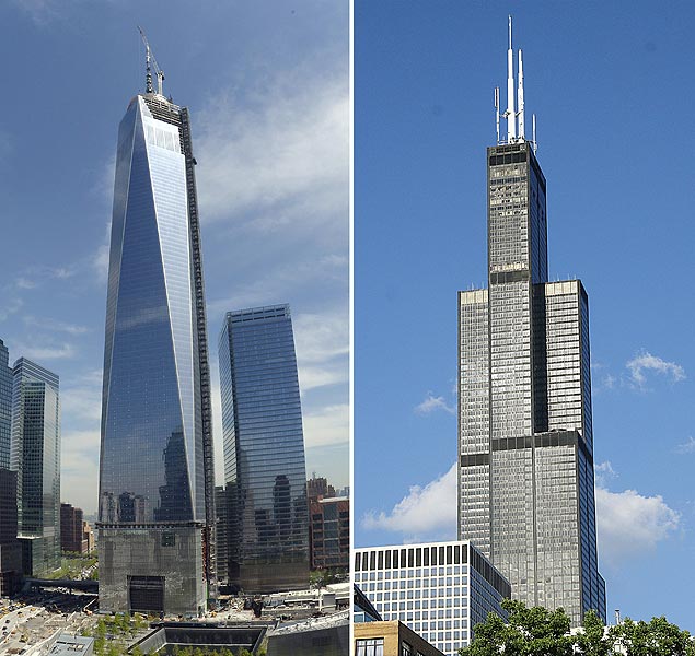 Fotos mostram o One World Trade Center em Nova York e a Willis Tower de Chicago