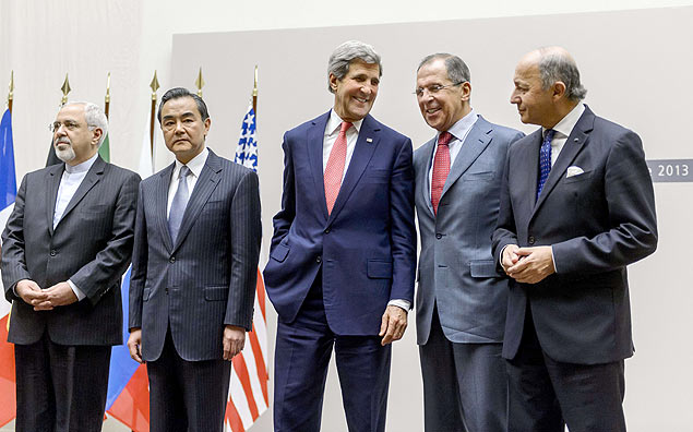 Os ministros das Relações Exteriores do Irã, China, Estados Unidos, Rússia e França em encontro em Genebra, na Suíça