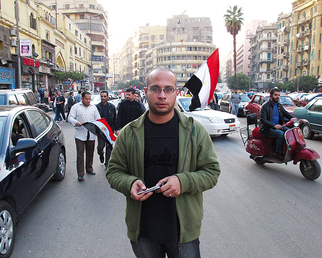 Ahmed Maher, um dos jovens responsveis pela mobilizao que levou  queda do ditador egpcio Hosni Mubarak
