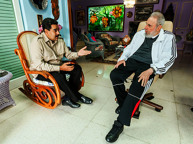 Nicolás Maduro se encontra com o líder cubano Fidel Castro, após cúpula da Celac em Havana
