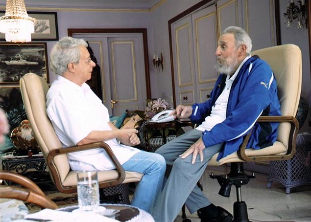 Frei Betto e Fidel Castro durante encontro em 2014