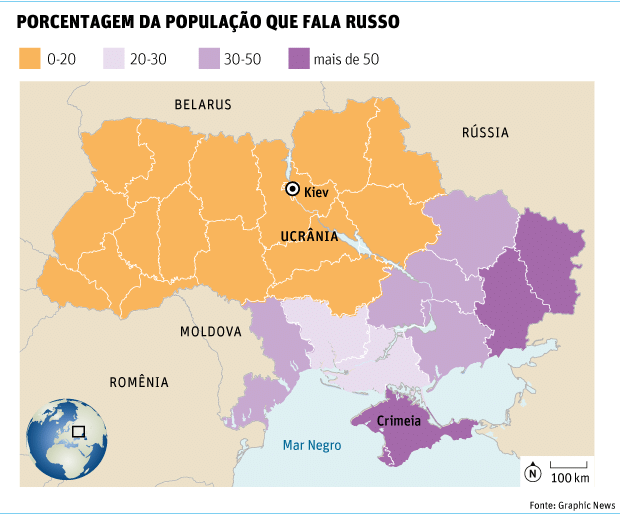 Ucrnia Mapas Porcentagem da populao que fala russo