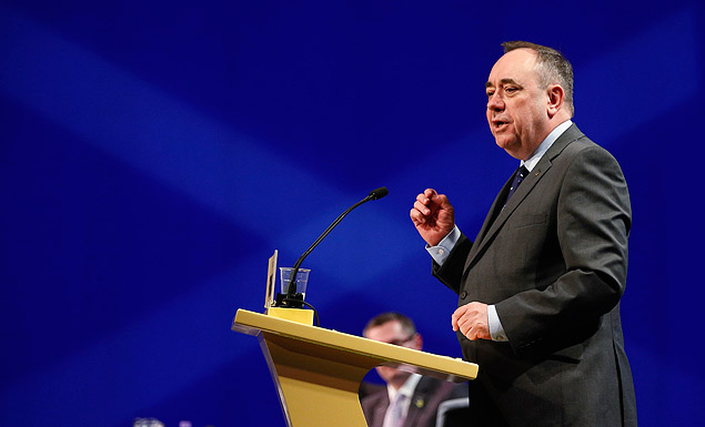 Premiê escocês, Alex Salmond, durante conferência do partido separatista SNP 