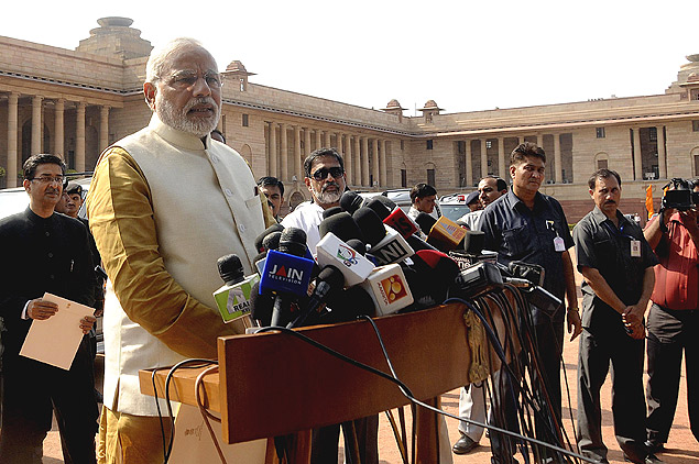 Futuro primeiro-ministro da ndia, Narendra Modi, discursa no Parlamento