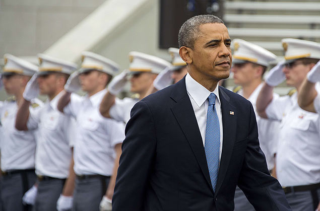 Presidente americano, Barack Obama, chega  Academia Militar de West Point em Nova York 