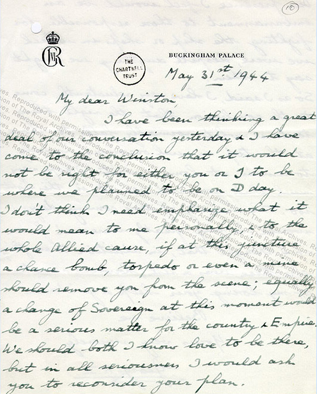 Carta do rei George 6 a Winston Churchill sobre o Dia D