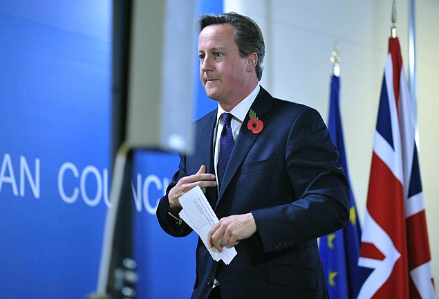 David Cameron, premiê do Reino Unido, após participar de cúpula da UE, em Bruxelas