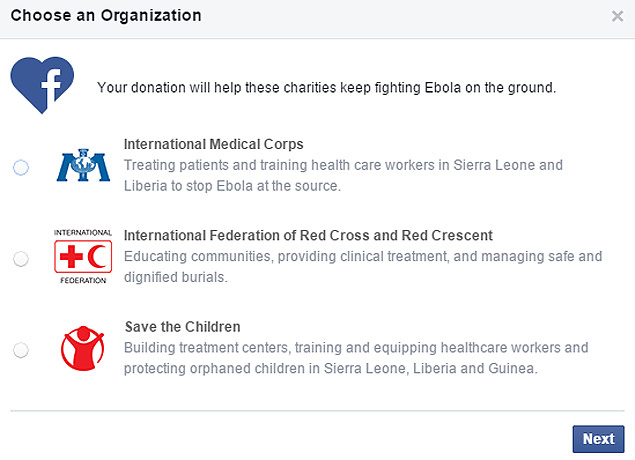 Pgina do Facebok arrecada doaes para combater ebola