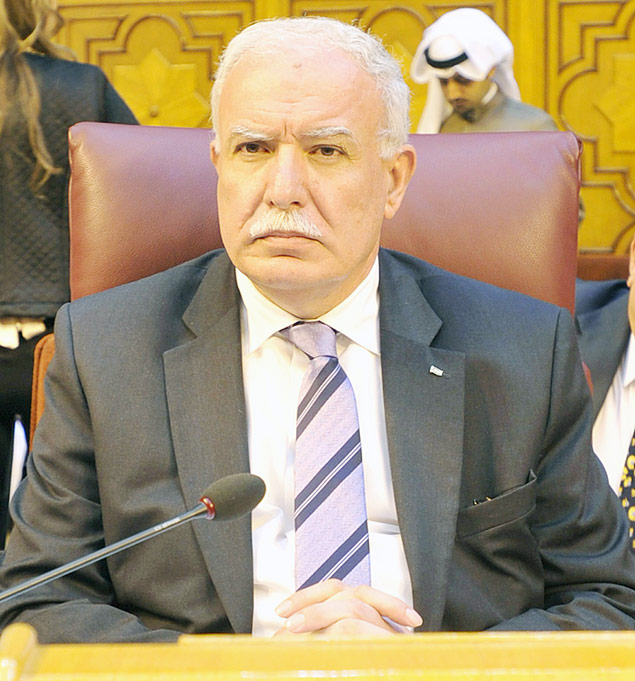 Chanceler palestino, Riyad al-Maliki, em reunio da Liga rabe, em setembro de 2014