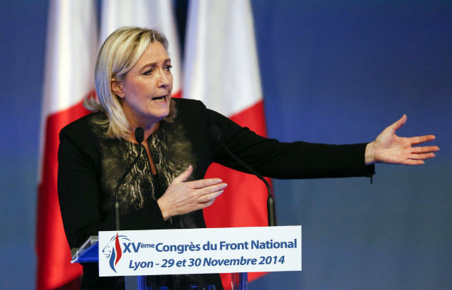 Marine Le Pen, lder da Frente Nacional, durante evento em novembro de 2014