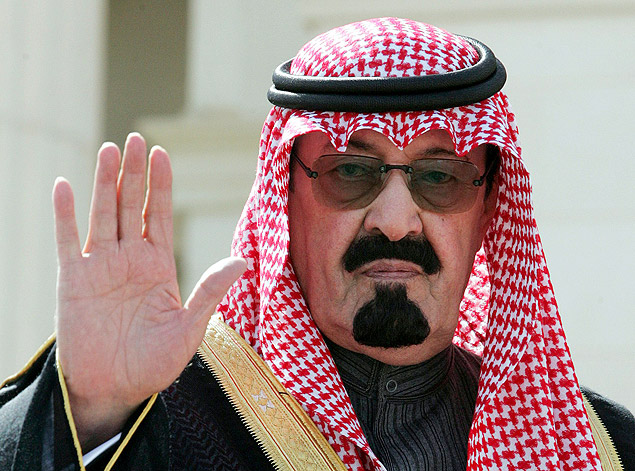 O rei Abdullah, da Arbia Saudita, que morreu nesta quinta aos 90 anos; ele estava internado com pneumonia desde dezembro