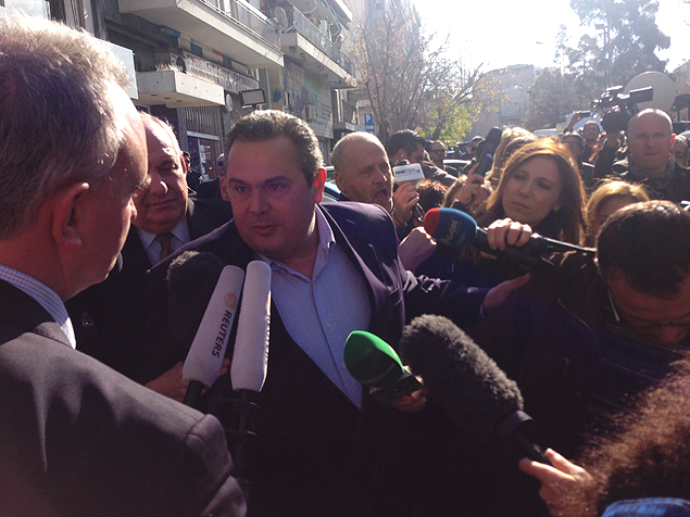Panos Kommenos, lider dos Gregos Independentes, anunciar aliana para apoiar SyrizaCrdito: Leandro Colon