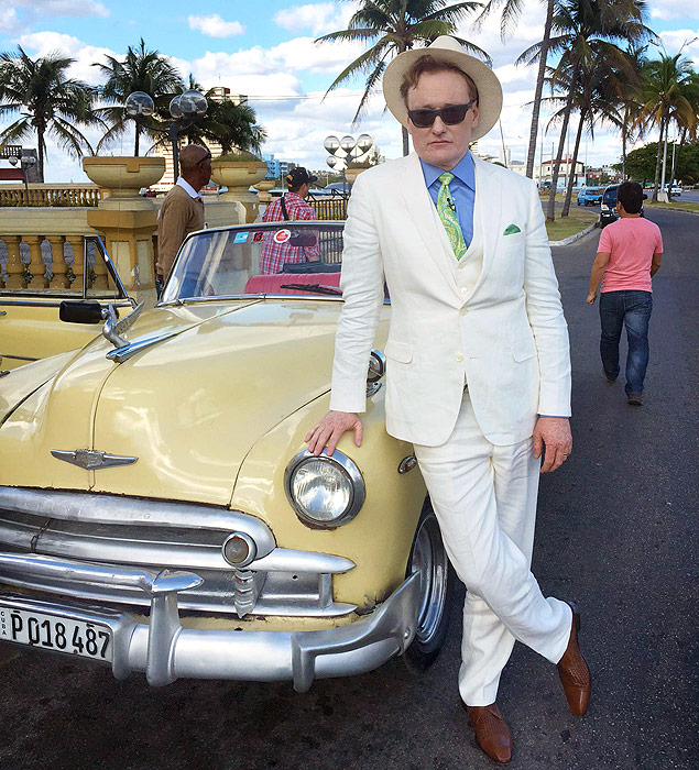 O apresentador americano de talk show Conan O'Brien em Havana, Cuba, durante gravaes para seu programa 