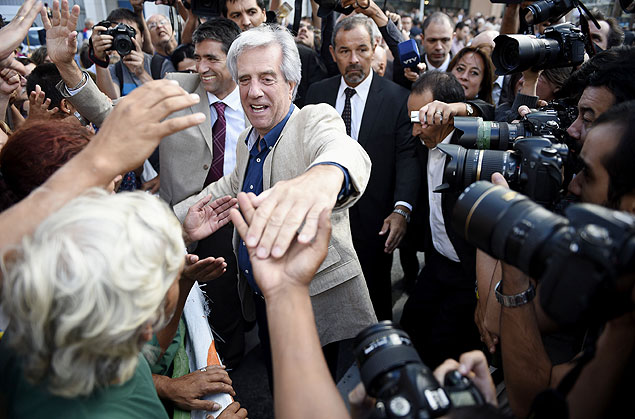 Tabar Vzquez, que assume hoje a Presidncia do Uruguai, em evento de despedida do antecessor, Jos Mujica, nesta sexta (27) 