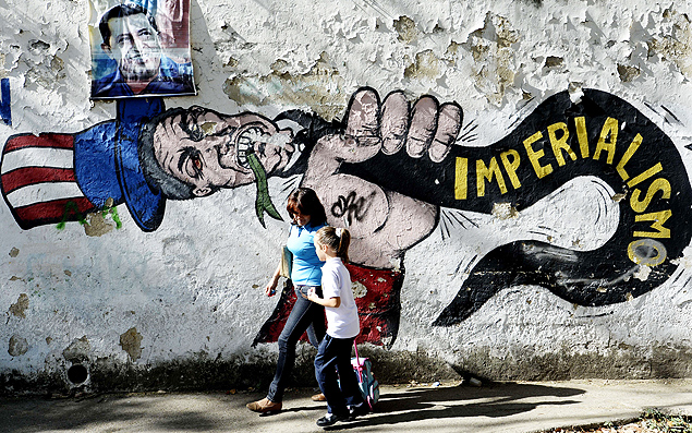 Graffiti em Caracas sobre Tio Sam, marca dos Estados Unidos