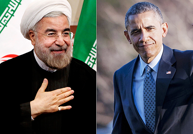 Os presidentes Hasan Rowhani (E), do Ir e Barack Obama, dos EUA; eles buscam acordo nuclear