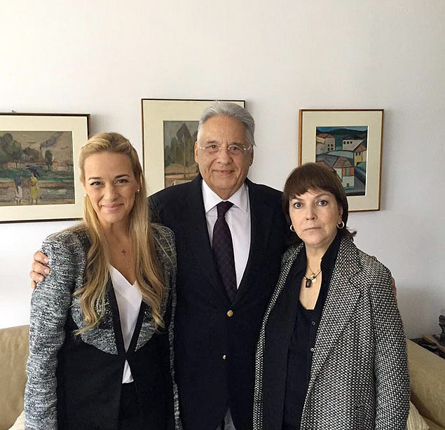 Lilian Tintori, FHC e Mitzy Ledezma, em foto na conta no Twitter de Tintori