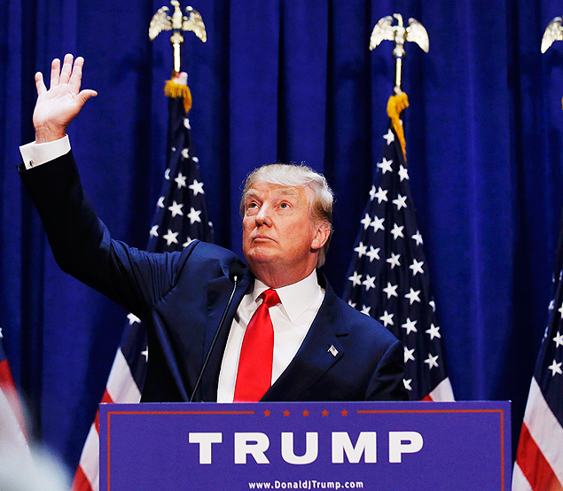 O magnata Donald Trump lana sua campanha para a Casa Branca em seu principal prdio de NY