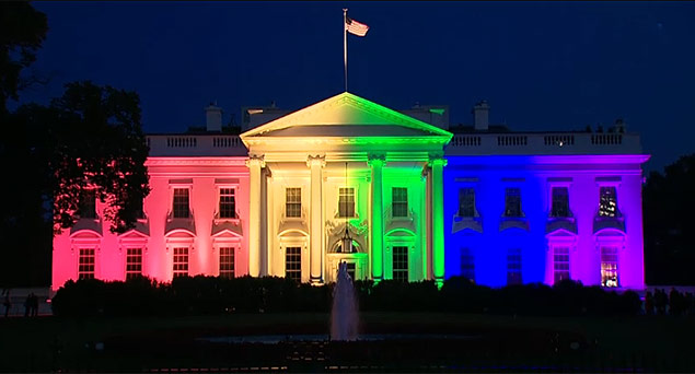 A Casa Branca fica colorida em comemorao  legalizao do casamento gay