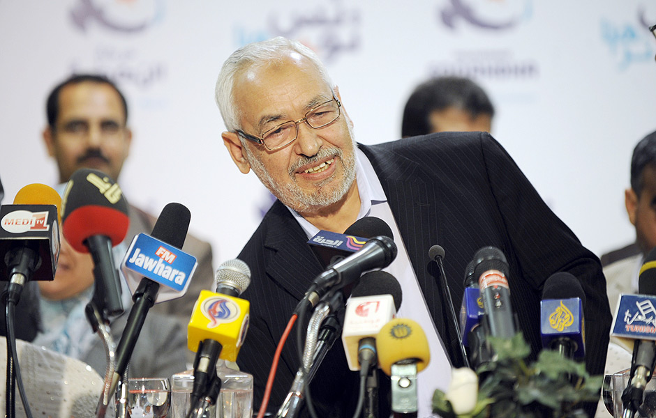 Rashid Ghannouchi, fundador do partido islamita Ennahda, durante congresso em Tuns (Tunsia) em 2012