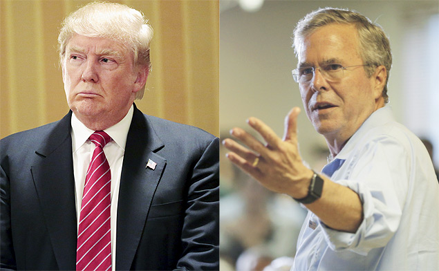 Donald Trump, empresrio e celebridade, disputa candidatura republicana  Casa Branca com Jeb Bush, irmo do ex-presidente George W. Bush