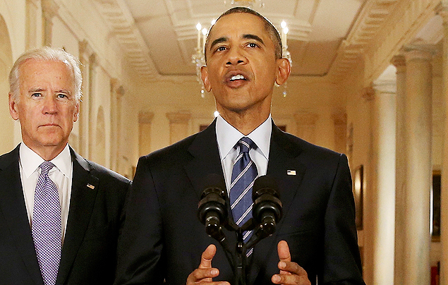 Presidente dos EUA, Barack Obama, fala sobre acordo com Ir ao lado de seu vice, Joe Biden