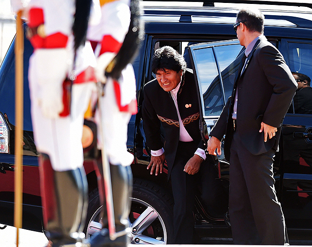 Presidente da Bolívia, Evo Morales, chega ao palácio do Itamaraty para cúpula do Mercosul