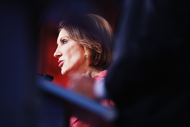 Carly Fiorina, pr-candidata para a vaga dos Republicanos nas eleies presidenciais, durante debate da Fox News