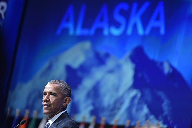 O presidente Barack Obama participa de conferncia sobre mudana climtica no rtico em Anchorage
