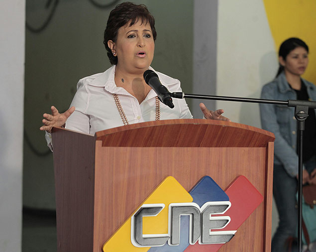 A presidente do Conselho Nacional Eleitoral da Venezuela, Tibisay Lucena