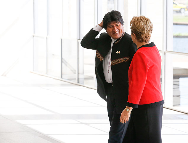 Os presidentes Evo Morales e Dilma Rousseff durante a cpula do Mercosul, em Braslia, em julho 